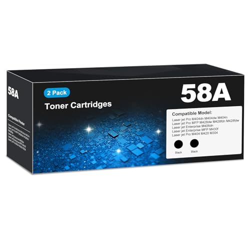 CF258A 58A Toner Cartridges Black (2-Pack) for HP 58A 58X CF258X,...