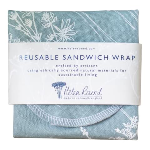 Reusable Linen Sandwich Wrap in Duck Egg Blue Cover