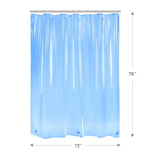 Image of AmazerBath 72x78 Long Shower Curtain Liner, Clear Blue Plastic Shower Curtain Liners, Waterproof PEVA Shower Liner, Cute Lightweight Shower Curtains for Bathroom with 3 Magnets & Rustproof Grommets