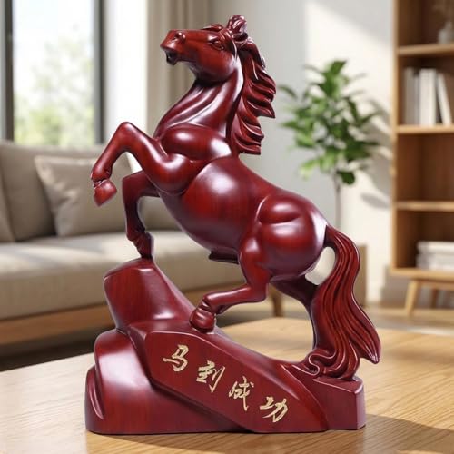 Statue de Cheval en Bois de 28 cm pour Décoration Feng Shui - 5