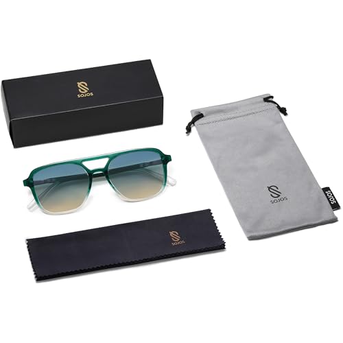 Image of SOJOS Retro Aviator Sunglasses for Women Men,Trendy Rectangle Womens Mens Shades Sun Glasses SJ2202