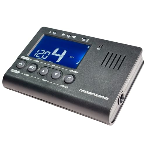 Digital Metronome Tuner for Guitar Bass Ukulele Violin Saxophone Flute etc Precision Tuning Multiple Beat & Rhythm Modes Chromatic Tuner for All Instruments Battery Operated Black AUPHY Aroma Series