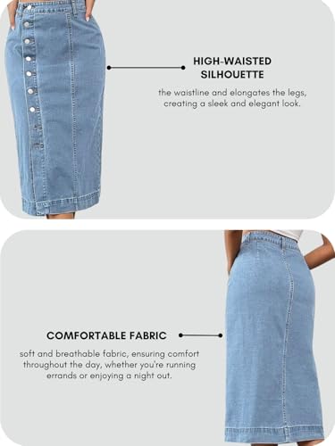 Image of GRECIILOOKS Denim Skirt for Women | Long Skirt for Women | Skirt for Women | Denim Skirt for Women Long | Pencil Skirt for Women