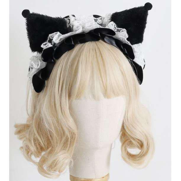 Amazon.co.jp: 猫耳カチューシャ クロミちゃん リボン ブラック 猫耳 