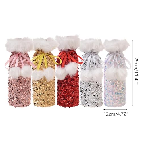 Emballages de verres à vin de Noël et bouteilles : pack de 5 sacs élégants décoratifs de table
