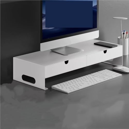 Soporte de monitor de escritorio con 2 cajones, blanco 40cm
