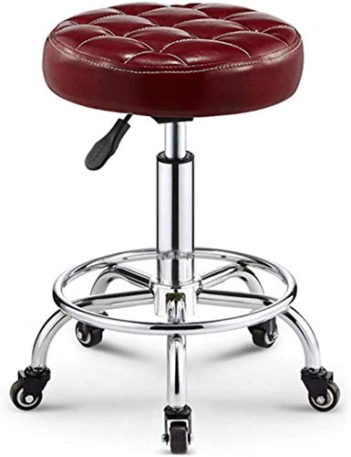 Tabouret de barbier pivotant en acier chromé et simili cuir haute densité pour salon