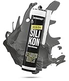 SCRINTEC® All-In-One Silikon Anthrazit [310 ml] – Silikon Dichtstoff für Bad, Küche & Fenster – UV-beständig,lebensmittelecht & natursteinverträglich–in recycelter Kartusche–Produziert am 08/10/2025