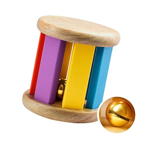 Image of Babbles Wooden Rolling Rattle for Babies 0-6 Months, 6-12 Months, Baby Rattle Toys for Sensory Play, Crawling Toy, Gift for New Born Baby Boy Girl (Rolling Rattle)