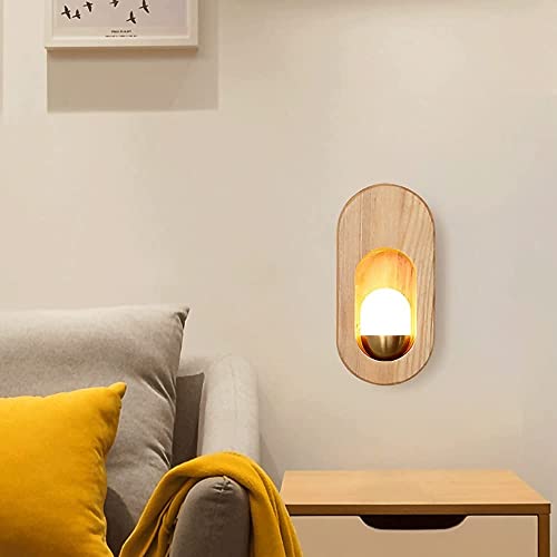 Lámpara de pared de madera para pasillos y dormitorios con luz acrílica acogedora 7