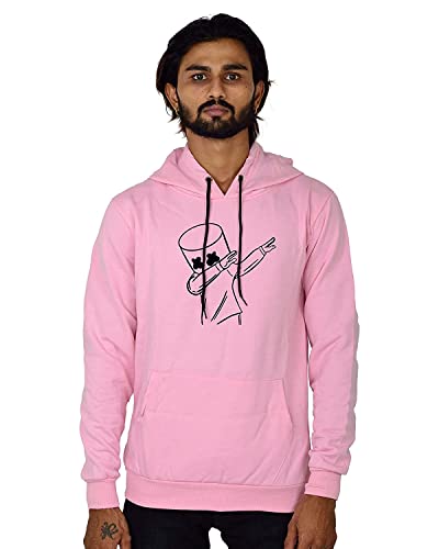 Image of WearIndia Unisex-Adult Cotton Blend Neck Hooded Sweatshirt (W New DANCEMELO Hoodie Baby Pink