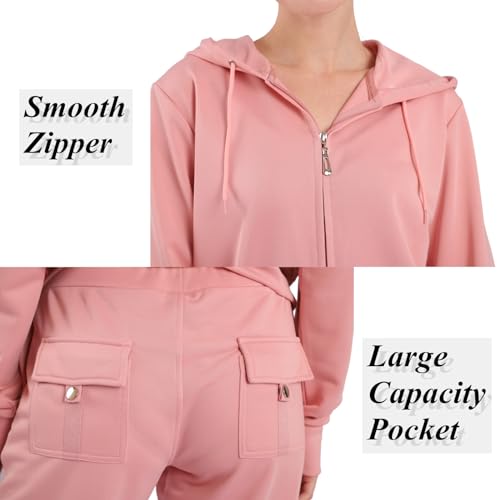 Image of LeeHanTon Womens Jogging Suits Sets Running Outfit Zipper Warm Up 2 Pieces Hoodie and Pant Tracksuit