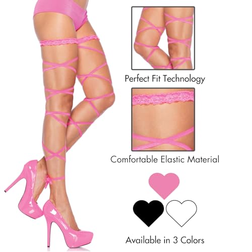 Liga rosa sexy para mujer con encaje elástico ajustable 2