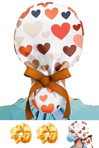 Plifal OP-Haube mit Herz und Haargummis