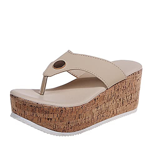 BTKD Sandalias Casuales Zapatos de Playa Sandalias Romanas Chanclas de Damas Plataforma de Verano Zapatos Mujer para Deportes Al Aire Libre,Marrón,38