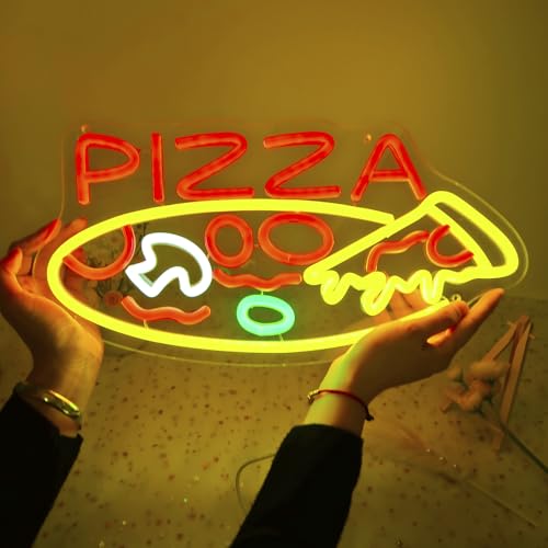 Image of Planzo Pizza LED Neon Sign Light Bar Kitchen Restaurant Pub Home Wall Decor | Business Pub Coffee Shop Neon Sign Wall Decor, Window Display, Bedroom Kids Room Dining Room Party Decor, 16.54 inchx7.48 inch