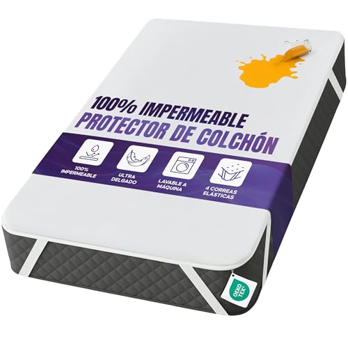 Utopia Bedding Protector de Colchón Impermeable 135x190cm, Cubierta de Colchón Transpirable Certificada Oeko Tex con Correas Elásticas en Las Esquinas, Ajuste, Protección contra Incontinencia