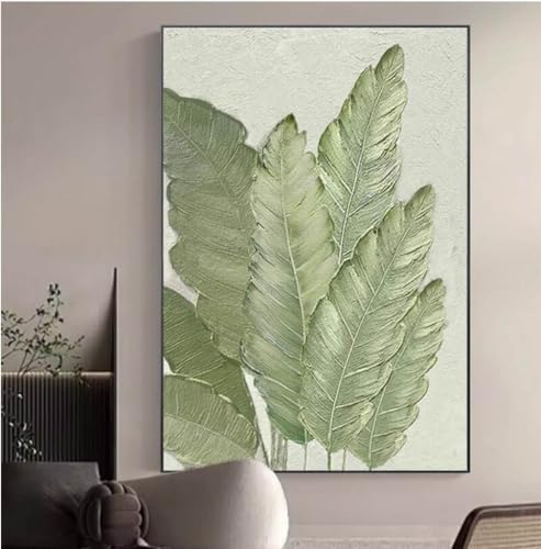 Peinture décorative murale feuilles vertes pour masquer un mur vide - 4