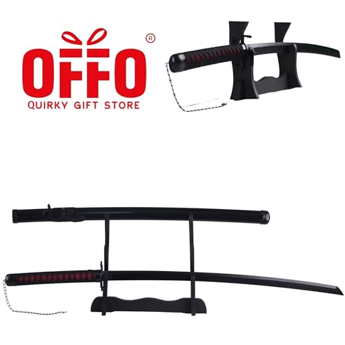 Image of Offo Bleach Ichigo Zangetsu (100cm Life-Size) Wooden Katana | Premium Anime Sword for Cosplay, Martial Arts, Display & Training | Elegant Gift for Fans, Kids, Teens & Collectors