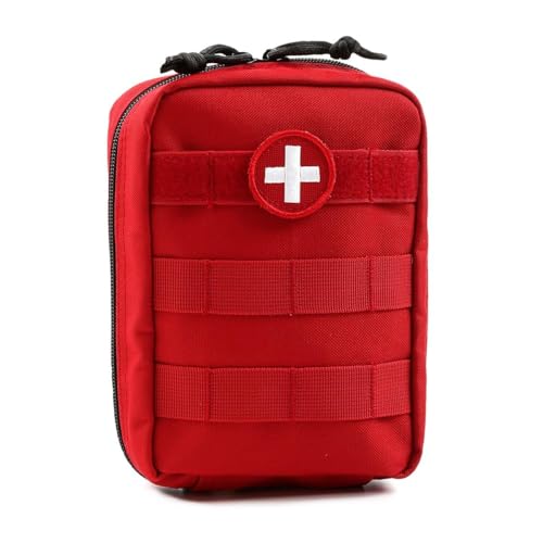 Orca Tactical First Aid Molle Medical Pouch- Heavy Duty IFAK Pouch - Empty Medical Organizer for Military EMTs Law Enforcement Camping Hiking (Red)