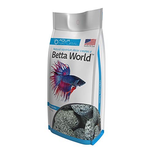Image of Aqua Natural Betta World - Mini Lava 1lb, Gravel /Rocks /Substrate for Fish Tank /Bowl, White and Black and Grey