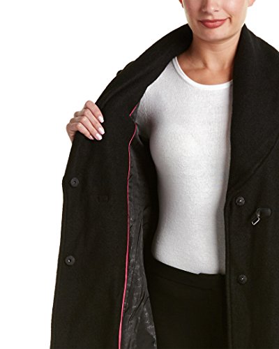 Kensie Women's Boiled Wool Skirted Coat With Shawl Collar, Black, L #TOP2