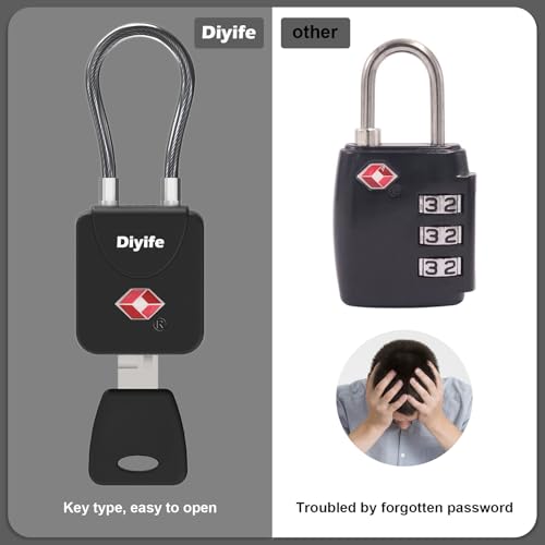 image for Luggage Locks with Key, [Newest Version] [2 Pack] Diyife TSA Approved 