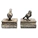 MyGift Resin Decorative Bookends for Heavy Books with Bird and Book Design, Farmhouse Book Ends, Vintage White Bookends, 1 Pair
