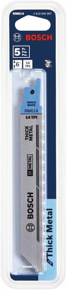 Bosch RM614 5 pc. 6 in. 14 TPI Metal Reciprocating Saw Blades