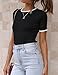 ZESICA Women's Summer Short Sleeve Ribbed Knit Slim Fit T Shirt 2025 Crewneck Basic Casual Color Block Tee Tops,Black,Medium