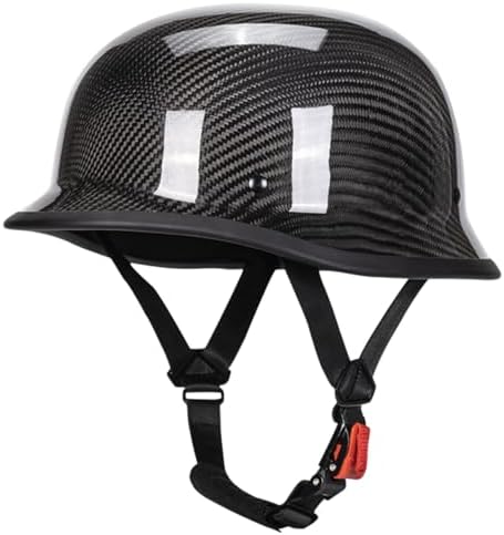 Vintage Motorcycle Half Helmets, Carbon Fiber Open Face Retro Motorcycle Helmets, German Style Half Shell Dot Helmet