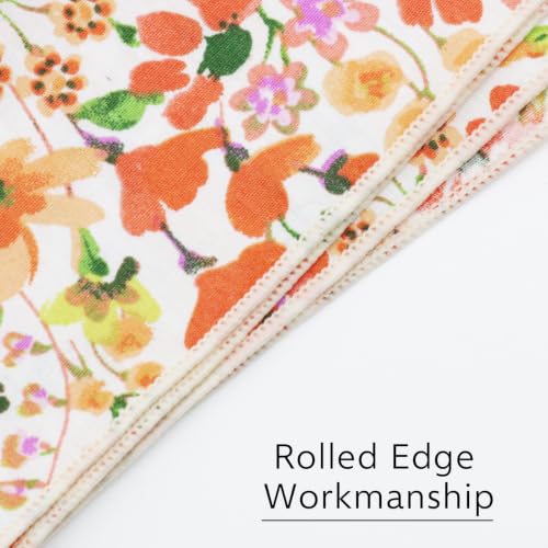 Image of Floral Pocket Squares for Men with Holder Printed Flower Mens Handkerchief Cotton Suit Pocket Hanky for Wedding