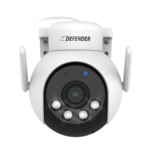 Defender AI Powered 4K Everwatch PTZ Plug in Outdoor Camera AI Human/Vehicle Detection WiFi 6/Bluetooth Wireless Camera Color Night Vision Deterrence Mobile App Empower App