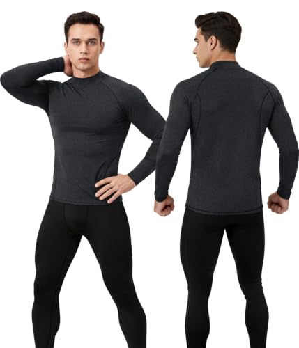 Image of Men's Thermal Shirts Mock Turtle Neck Long Sleeve Cold Weather Base Layer