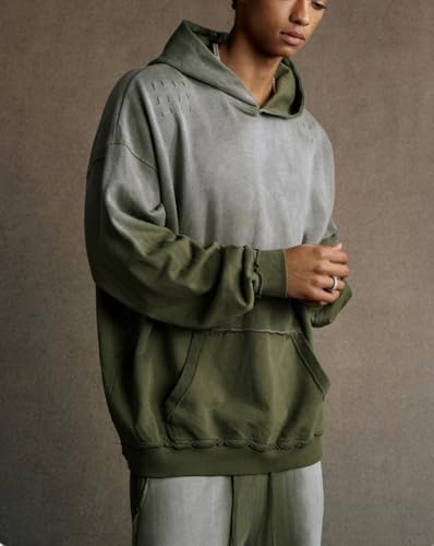 Womens Mens Vintage Hoodies Gradient Hole Breaking Heavyweight Hoodie Couple Sweatshirt Streetwear Pullovers3