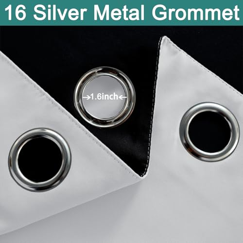 Image of Yakamok Greyish White Blackout Patio Door Curtain Panels W100 x L84,1 Panel | Noise Reducing Barrier Panel for Sliding Glass Door, 2 Thick Layers Heat Full Light Blocking Patio Door Drapery