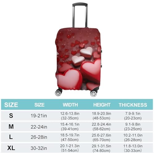 Valentines Love Hearts Luggage Cover, Elastic Luggage Protector Fits 19-32in Suitcases, Washable & Anti-Scratch Suitcase Cover for Men Women M2