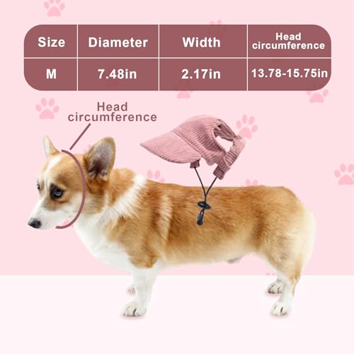 Galenecx Hunde Baseballmütze, Katze Dogs Sonnenbrille mit Rutschfestem Silikonband, Verstellbar Hundecap mit Ohrlöchern, Dog-Sonnenhut, Atmungsaktives Design, für Welpen Doggy & Beach(Pink)