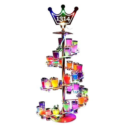 LED Decorative Cocktail Rack | Wine Glass Holder | Countertop Display Stand | Bar Decor | Ideal for bars, restaurants, KTV venues, parties, wedding decorations (Gold, 36-hole - without wine glasses)