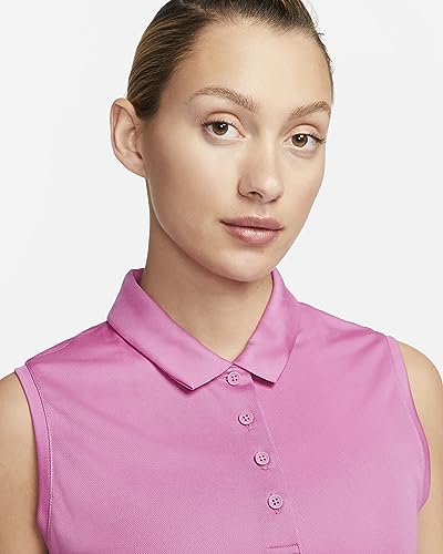 Nike Camisa polo feminina Dri-Fit Victory sem mangas para golfe, rosa, G