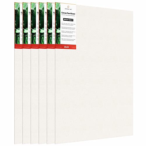 Image of Scholar Art Hobby Series 04 Oz (230 GSM) 100% Cotton Canvas Panel Board for Painting (White Blank Canvas Boards for Acrylic Paint, Oil Paint, Wet & Dry Media) | 20 inchx24 inch (50x60 cm), Pack of 6