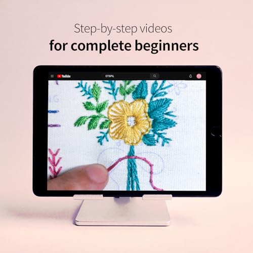 ETSPIL Pacote com 3 kits de bordado para iniciantes e adultos – Aprenda 33 pontos com padrões de flo