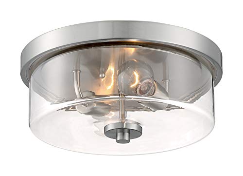 Image of Nuvo 60 /7168 Sommerset 2-Light Flush Mount Fixture with Clear Glass - Brushed Nickel Finish