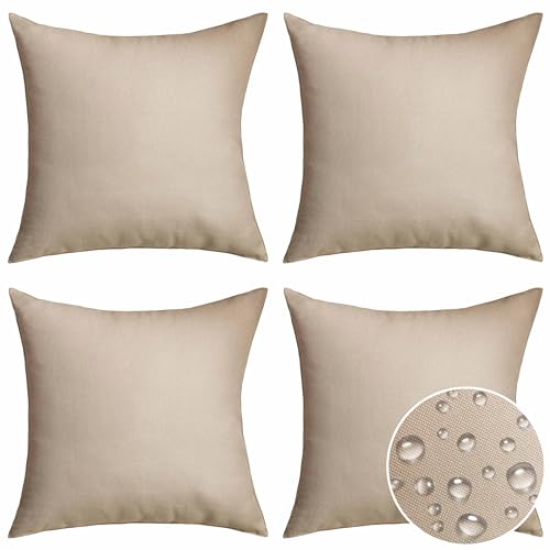 Housses de coussin en lin clair extérieures lot de 4 décoration