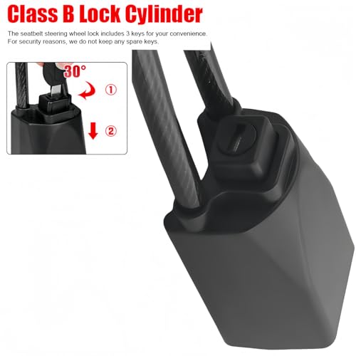 Steering Wheel Lock car Anti Theft Device for Vehicles tevlaphee,OBD Port Lock,Seatbelt Lock, Suitable for Most Trucks, SUVs, Vans (red)
