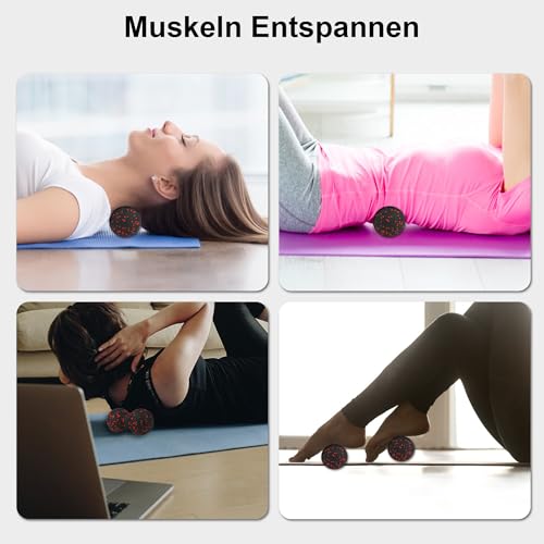 FaszienRolle Set enthält Massageball, Erdnuss-Lacrosse-Ball, Faszien-Roller für Wirbelsäule, Nacken und Rücken Entlastung, Deep Tissue Massage, Release, und Flexibilität (Rot-Zweiteiler Satz)