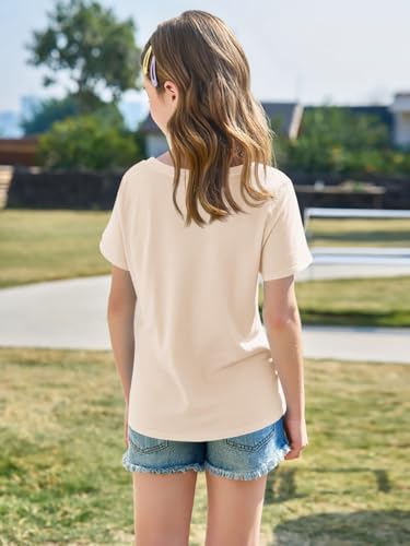 Image of Imily Bela Girls Short Sleeve T Shirts Casual Crewneck Fashion Tees Kids Summer Tops 5-14 Years