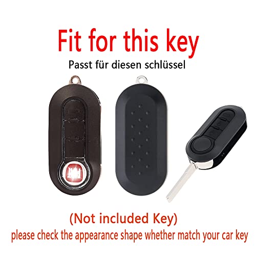 HIBEYO Flip Car Key Case Fits Fiat, Red Silicone Key Protector for Remote Control 3 Buttons - Image 2
