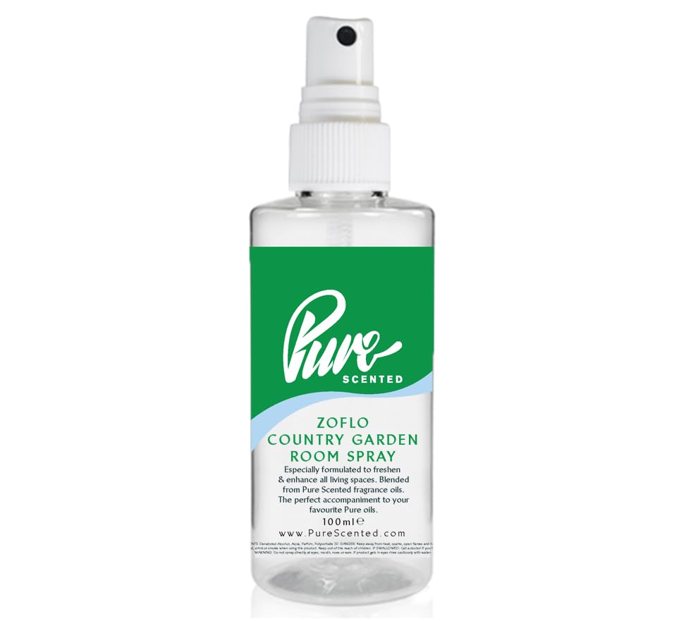 Pure Scented 100ml Room & Fabric Sprays Suitable For Home, Car, Caravan, Work, Gym Bags, Odour Eliminators (1 x 100ml, Zoflo Country Garden)