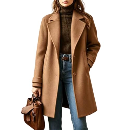Manteau mi-long à revers femme veste chaude contre le froid